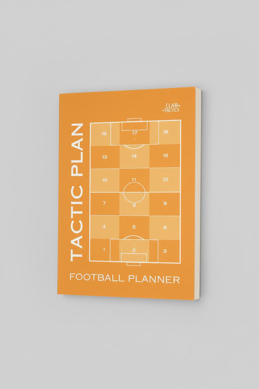 Orange football tactic plan planner on a gray background